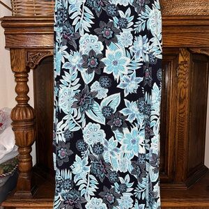 Talbots Black and Blue Floral Maxi Skirt